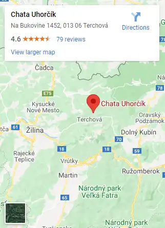 Mapa Chata Uhorčík, Terchová